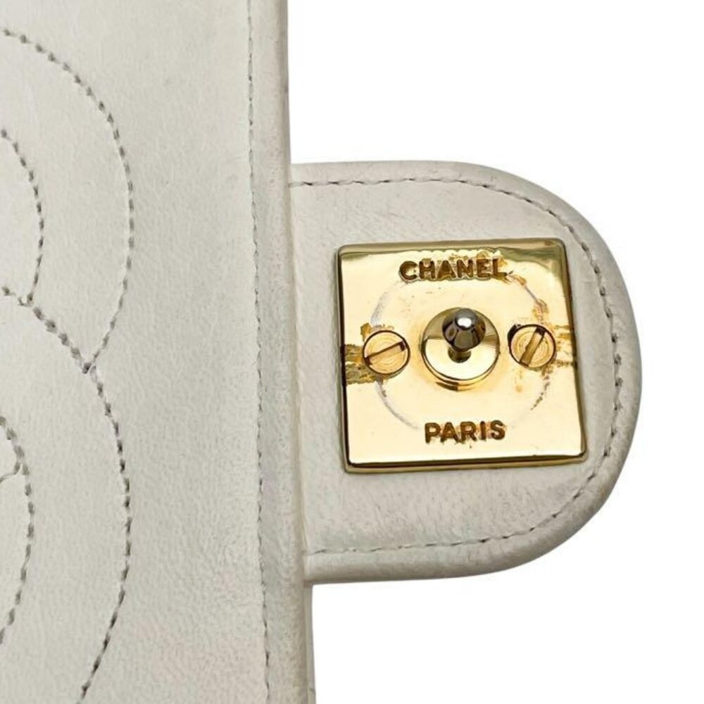Authentic CHANEL Classic Single Flap Bag Quilted Matelasse Lambskin White Purse - Picture 13 of 15